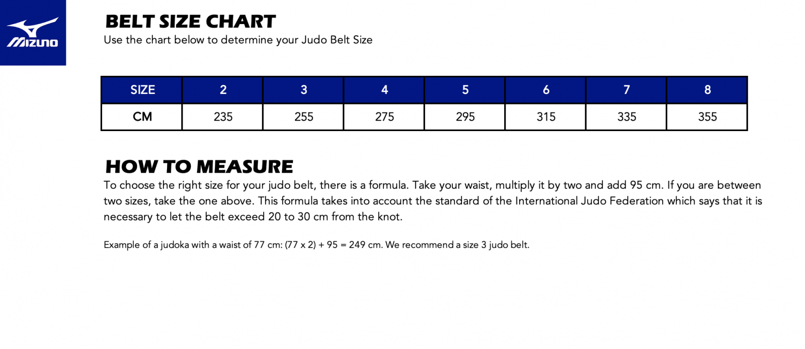 Mizuno width outlet size chart